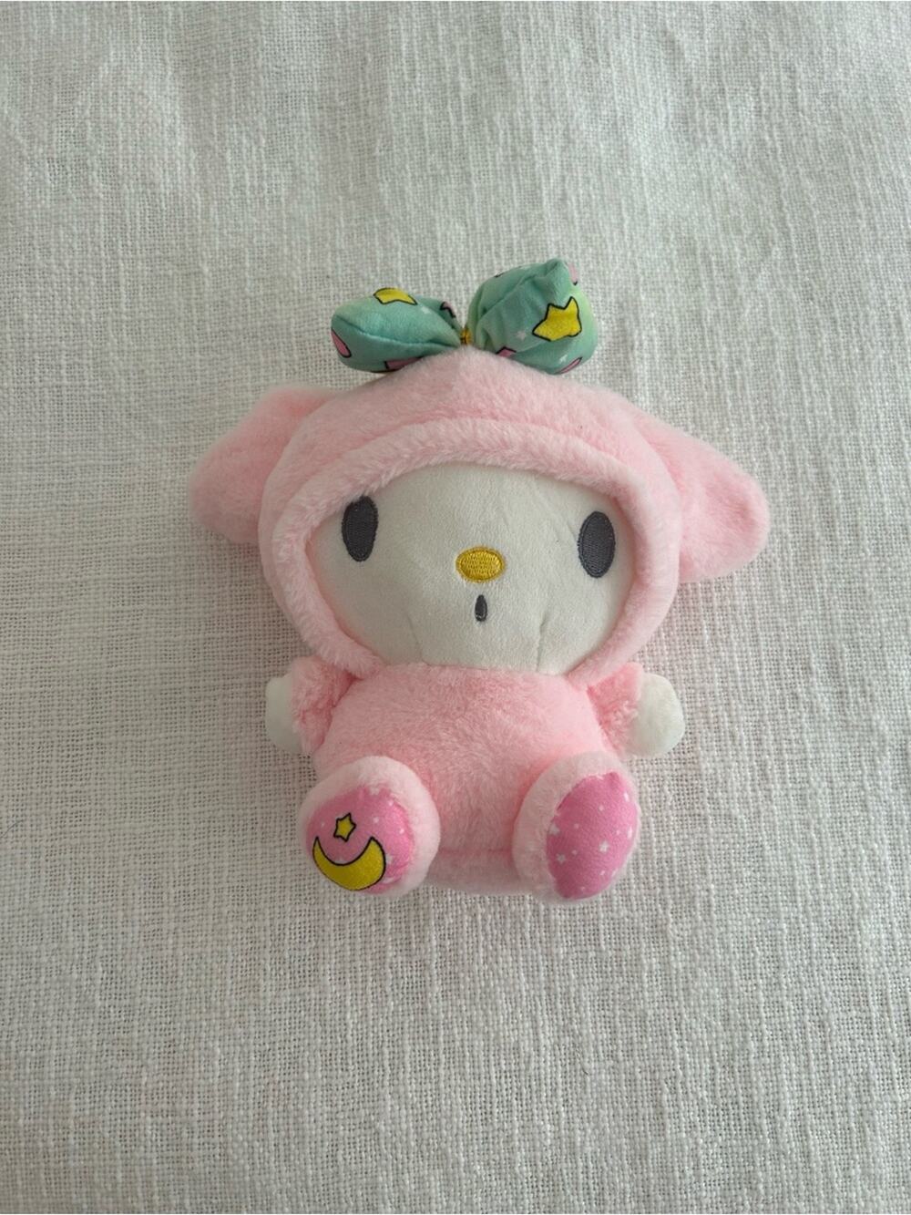 Sanrio My Melody Plush Pink Stuffed Animal 8” Moon Star Bow Kawaii Toy